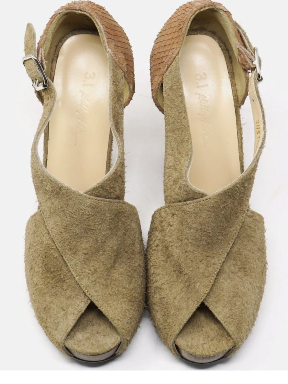 3.1 Phillip Lim "X-cellent" Light Brown Suede Platform chunky Heels size 38